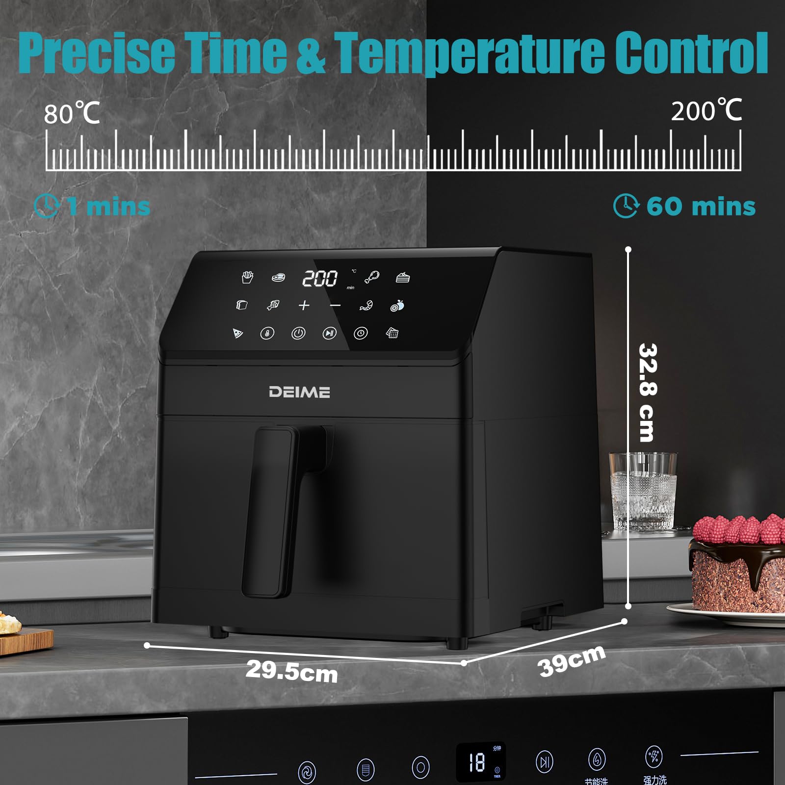 Amazon.com: DEIME Air Fryer 6.5 QT 12-in-1 Dual heating for 360
