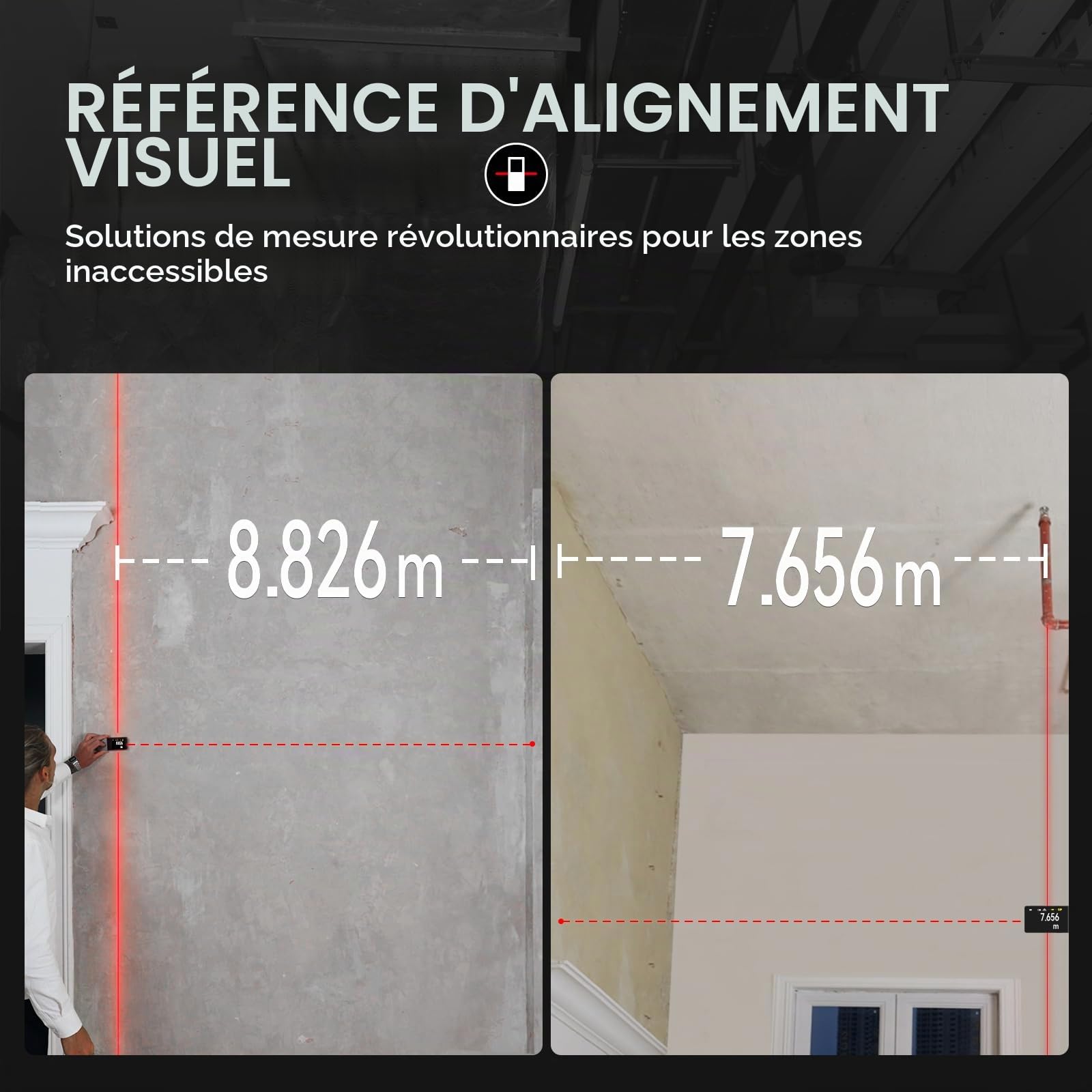 MiLESEEY D9 Pro télémètre Laser 100m Professionnel | avec indicateur visuel d'alignement, écran Tactile IPS, 14 Modes de Mesure, P2P, Angle en Direct, synchronisation APP