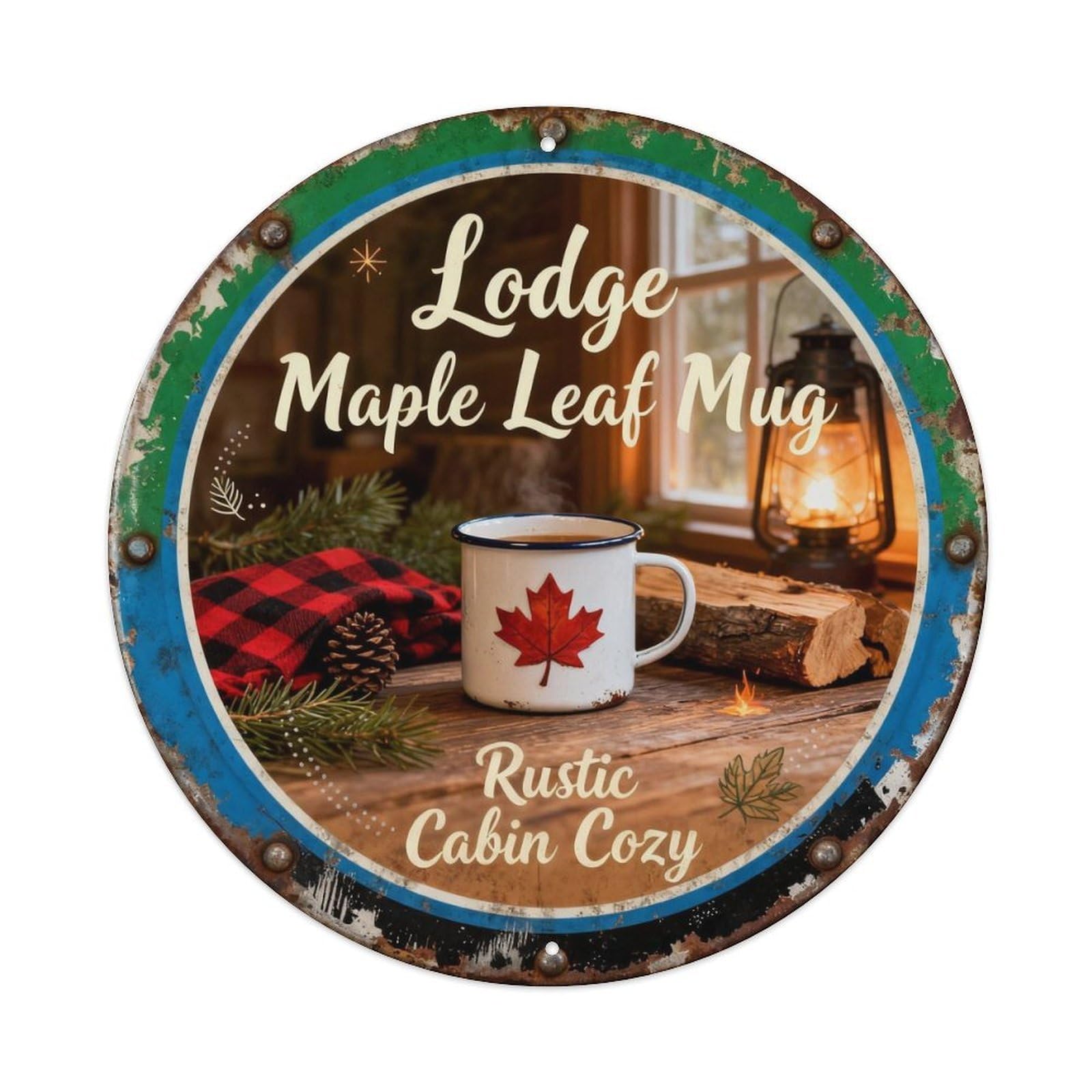 Lodge Maple Leaf Mug Metal Tin Sign Plaque