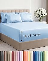 Vista 36 de Juego de sábanas de tamaño California king, transpirables, refrescantes, con esquinas extraprofundas de 18-24 pulgadas, de ajuste fácil