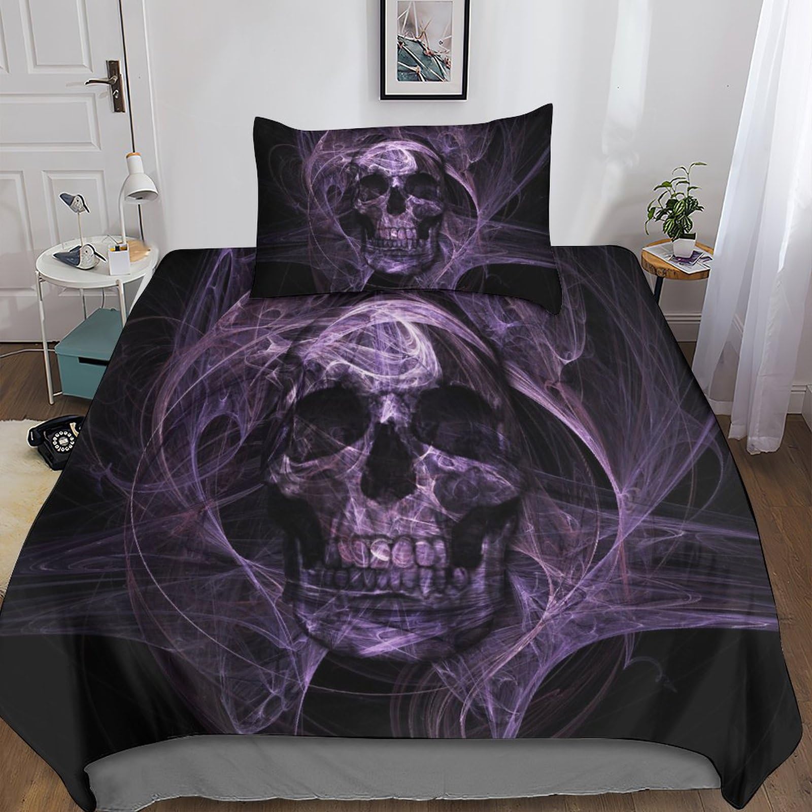 Housse de couette horreur 3D en microfibre avec ses 2 taies d'oreiller pour lit single