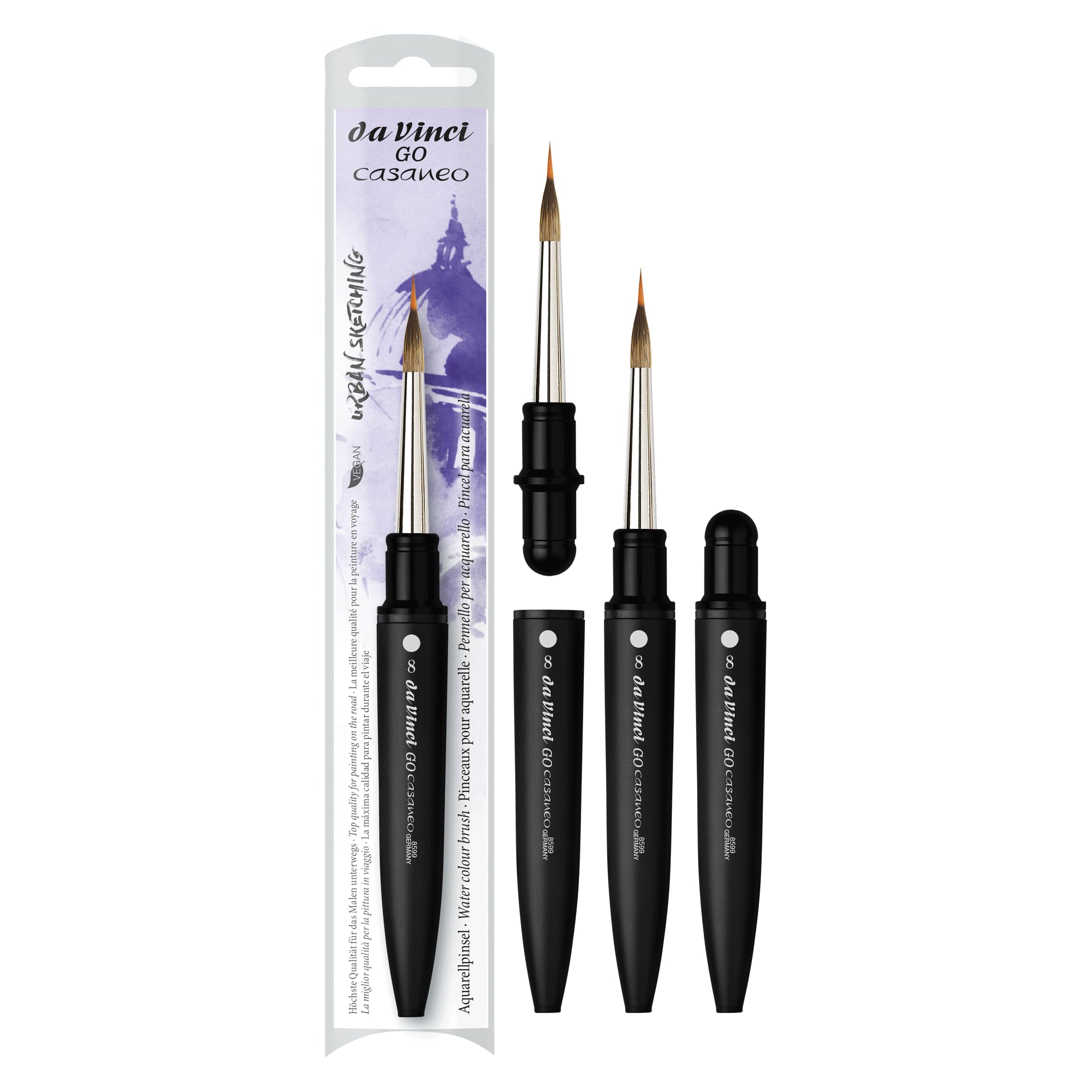 da Vinci GO CASANEO Pinceau Aquarelle de Voyage, traçeur, n°8, synthétique