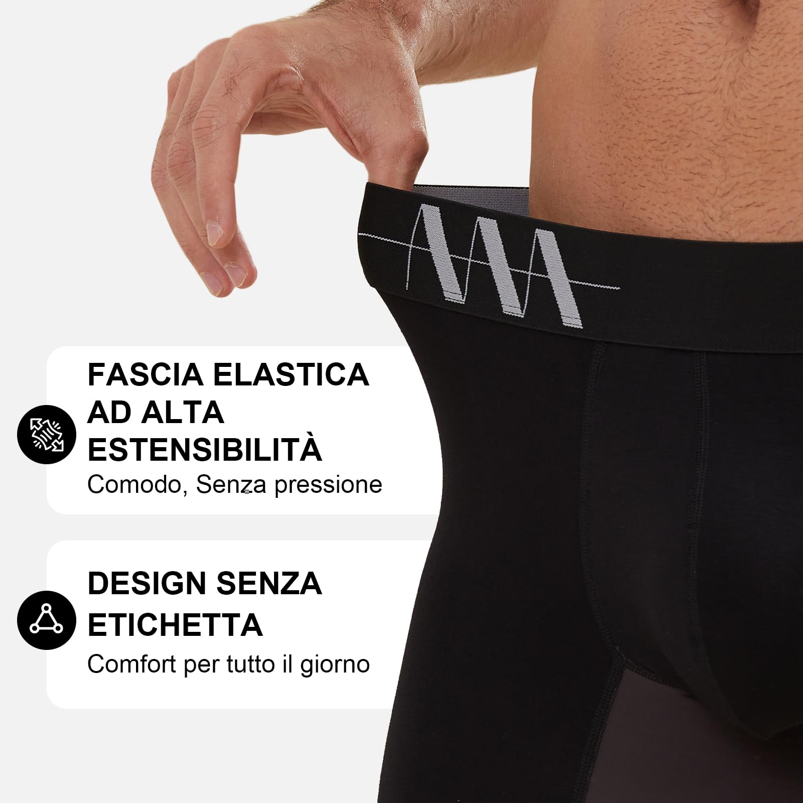 ZAKASA Boxer Uomo Lunghi bambù: Mutande Antisfregamento Uomo Senza Etichette Morbidi Traspiranti per Ufficio Palestra Quotidiano Pacco da 4