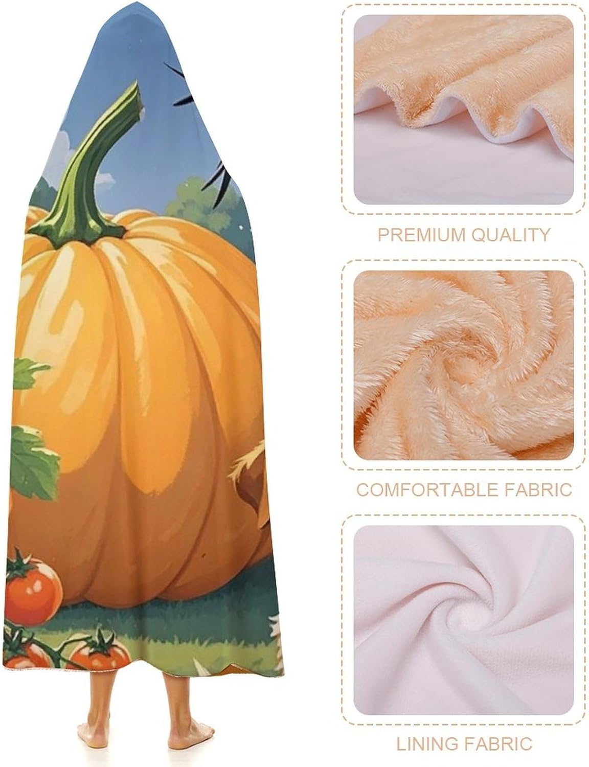 Autumn Farm Wearable Hooded Blanket, Ultra Soft Arctic Velvet Cape Cloak Unisex - Cozy Wearable Blanket