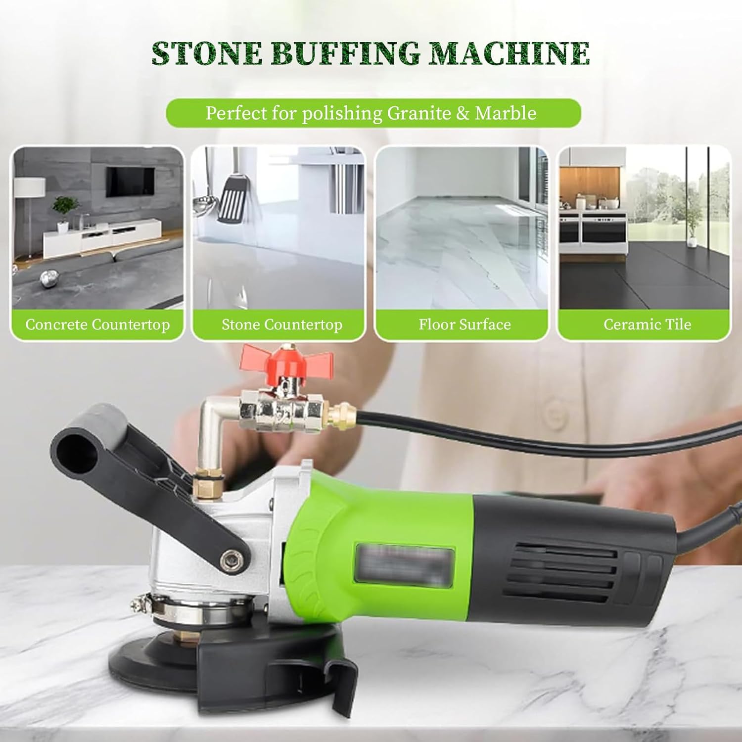 Electric Wet Stone Polisher Grinder, Wet Buffer with 4'' Diamond Polishing Pad, Variable Speed Wet Polisher Grinder Kit with Diamond Granite Polishing Pads Package2