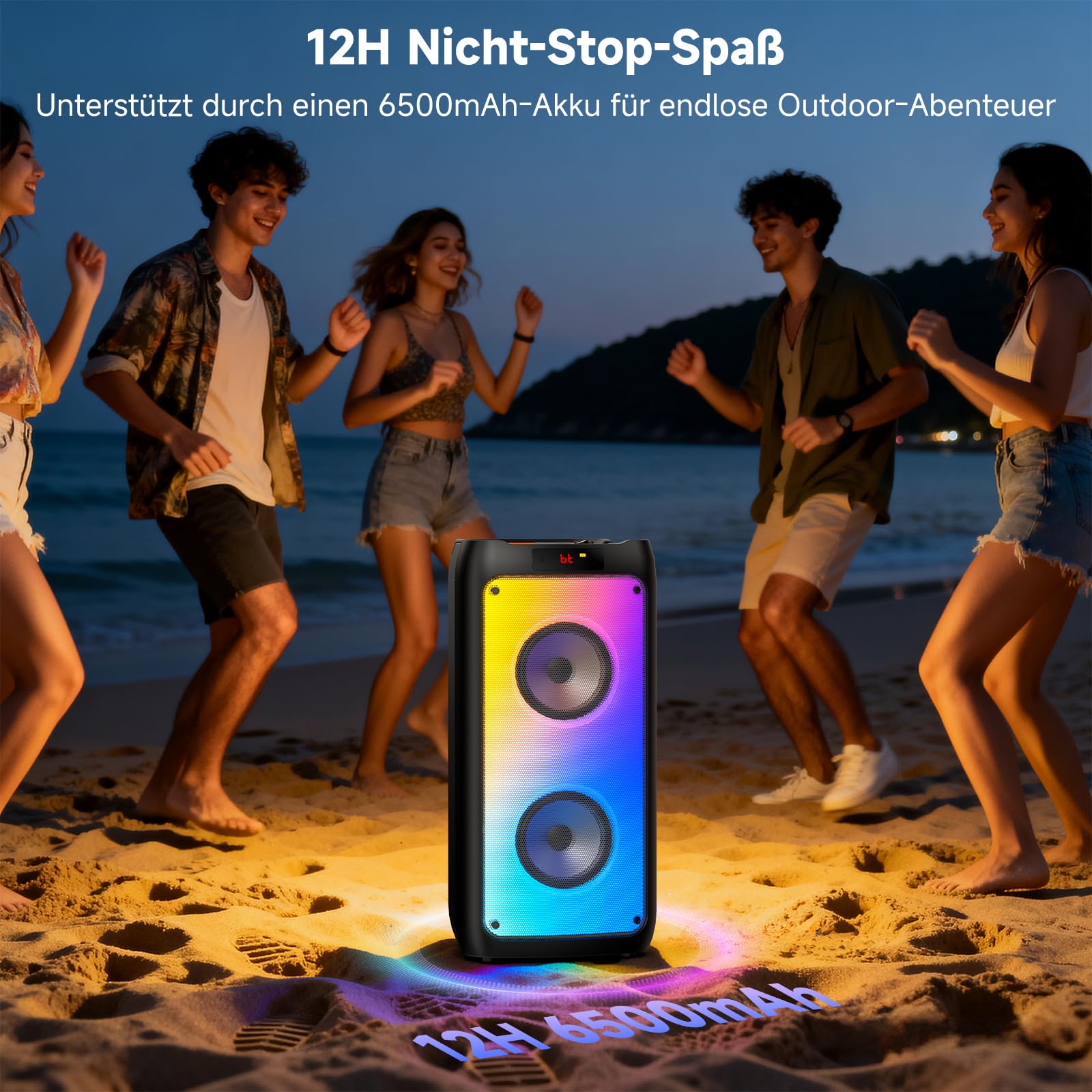 JYX Karaoke Maschine, Karaoke Anlage Mit 2 Mikrofonen, Tragbarer Bluetooth Lautsprecher Mit RGB Licht, Karaoke Box Karaoke Set, PA System Für Erwachsene, Party Box, Unterstützt TF/USB, AUX, FM, TWS