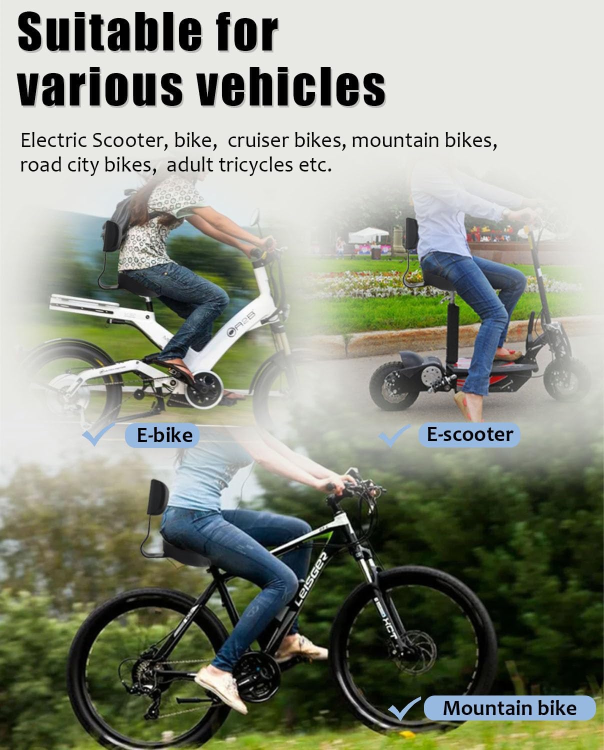 Oversized Electric Scooter Saddle with Backrest - Comfortable Wide Bike Seat Cushion Replacement, Extra Wide Bicycle Seat Wing Ergonomic Design, Shock Absorbing, Waterproof, Universal