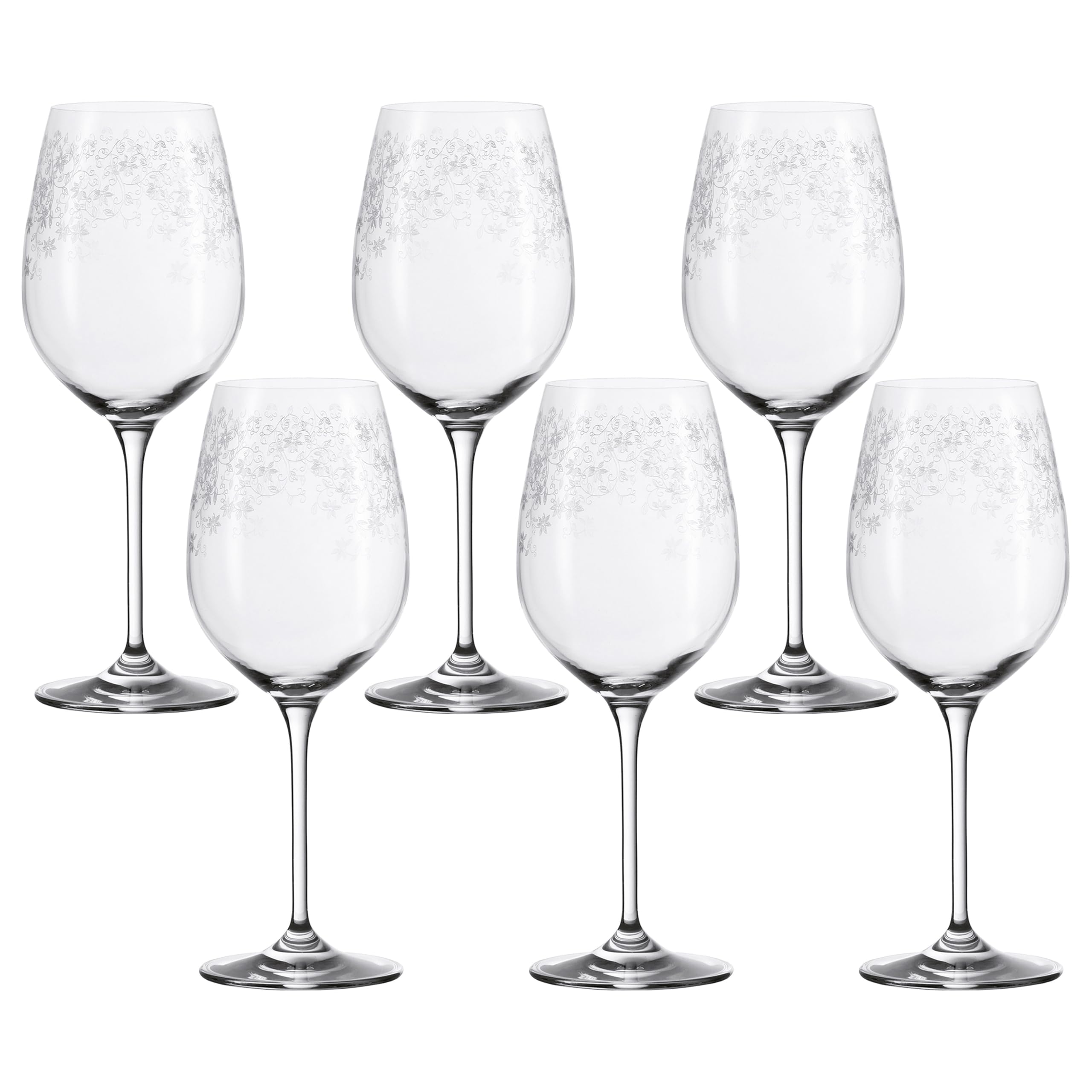 Leonardo Chateau 035301 Lot de 6 verres à vin blanc, passent au lave-vaisselle, avec pied tiré, avec gravure, 410 ml