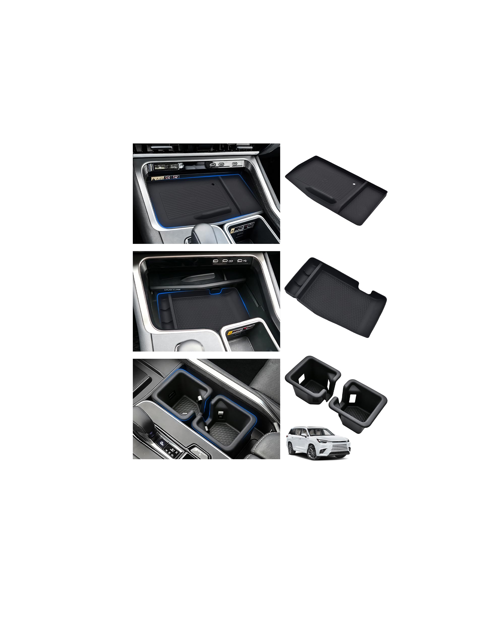 3-Piece Center Console Set for 2024-2026 Lexus TX (TX350 TX500h TX550h+)