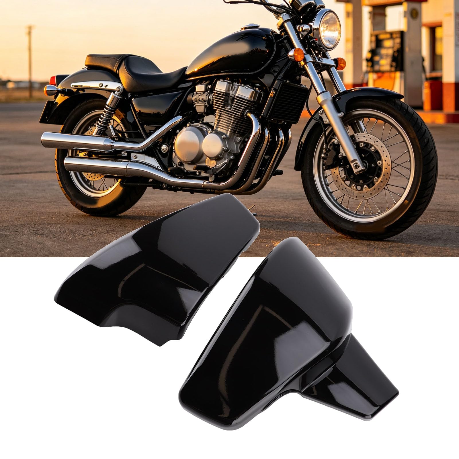 Osłona Boczna Akumulatora Motocykla do Shadow VT600 VLX 600 STEED400 | Bezpośredni Panel Zastępczy Baterii, Wysokowytrzymałe Tworzywo ABS, Wykończenie Odporne na Uderzenia, Osłona Przed