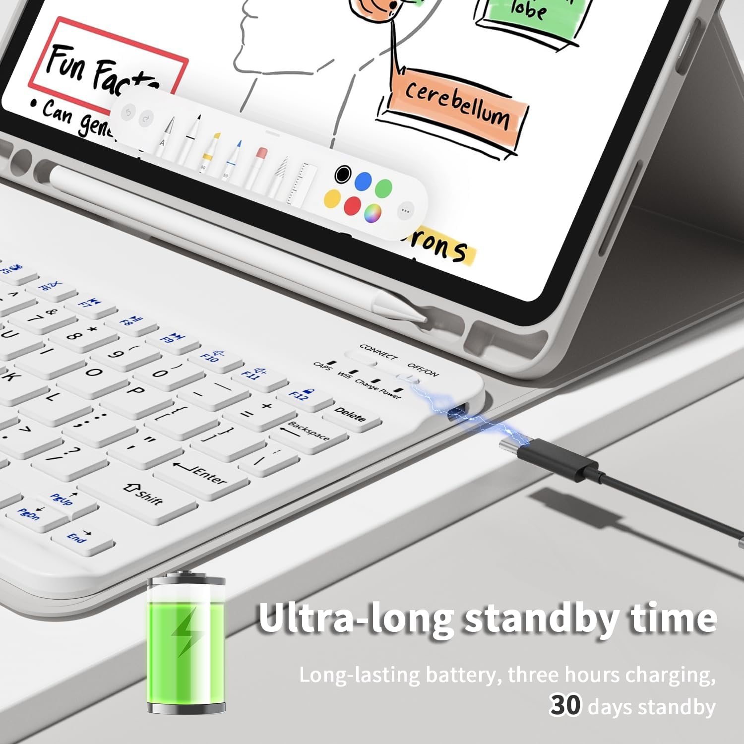 Keyboard Case for iPad Pro 11 inch (4th/3rd/2nd/1st Gen) 2022/2021/2020/2018, Detachable Wireless Bluetooth Keyboard Case with Pencil Holder for iPad Pro 11", Auto Sleep/Wake (Gray) - Image 5