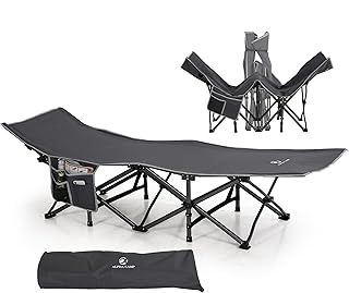 LET\'S CAMP Outdoor Folding Camping Bed for Adults, Portable Heavy Duty Sleeping Cots, Durable Heavy Duty Camp Bed with Carry Bag