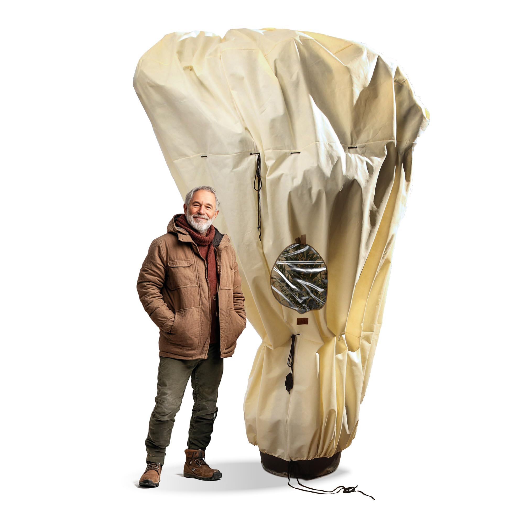 Bio Green Premium Kübelpflanzensack Window Mammut | 360 x 250cm | Frostschutz & Winterschutz | Schutzhülle Kübelpflanzen +Sichtfenster | Pflanzenschutz