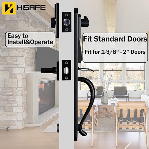 Miniatura 4 de Juego de manijas de puerta delantera con teclado, cerradura de puerta exterior con contraseña de alta resistencia con cerrojo, cerradura electrónica