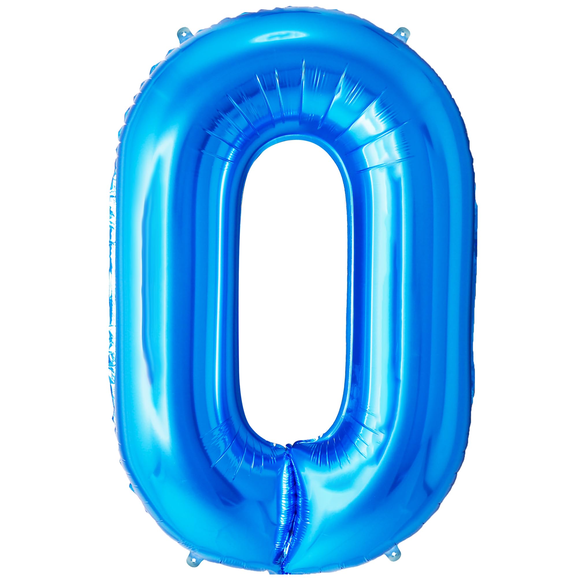 FUNFEST Bright Blue Number 0 Balloon 100 cm - Boy & Men's Birthday Decoration - Compatible with Air & Helium - XL Reusable Balloon