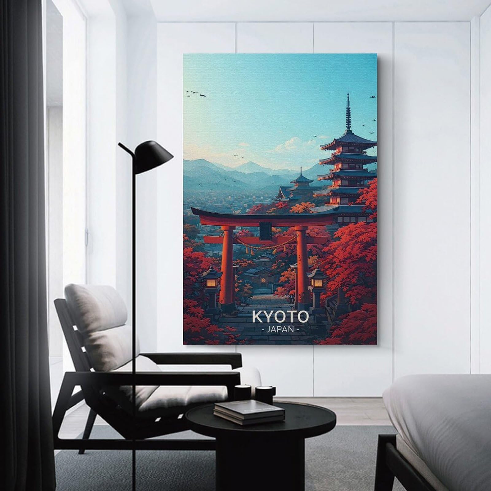 Junmoney Unframe-Style-19 Decorative Wall Artwork Kyoto Japan Torii Gate Pagoda Autumn, 20X30inch(50X75cm), For Sofa Walls, Lounge Or Home Corners, Modern Wall Decor For Cosy Interiors