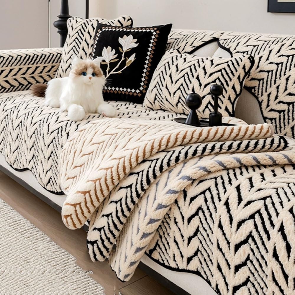 Noir Housse Canapé Les Vagues Housse De Canapé Doux Housses De Coussin Antidérapant Couverture De Canapé Protection Lavable Housse De Protection Pour Chien Couvre Canapé(Black,90x240cm(35x94in