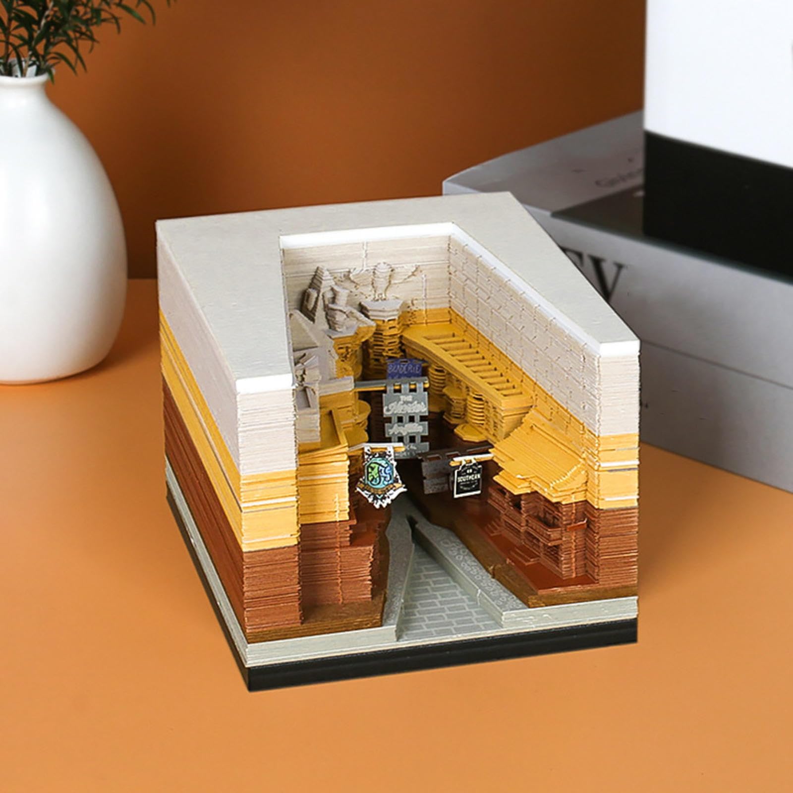 Kalendarz 3D 2026, kalendarz czasowy 2026 z notatnikiem, kreatywny papier 3D artystyczny kalendarz biurkowy z jasnym i akrylowym pudełkiem ekspozycyjnym, zrób to sam, ręcznie rozdarty papier, rzeźba