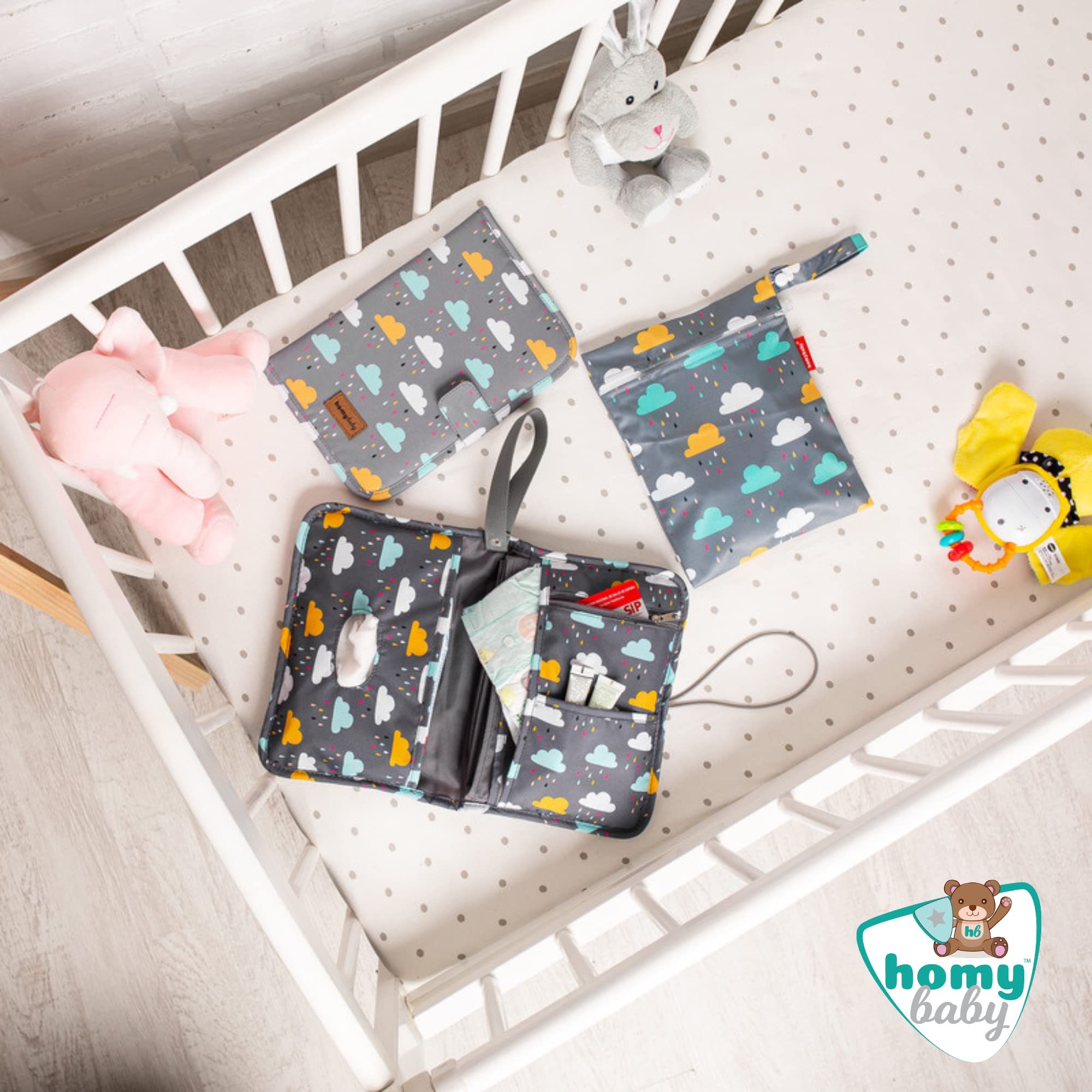 HOMYBABY Fasciatoio portatile impermeabile pieghevole borsa da viaggio con tasche compatto