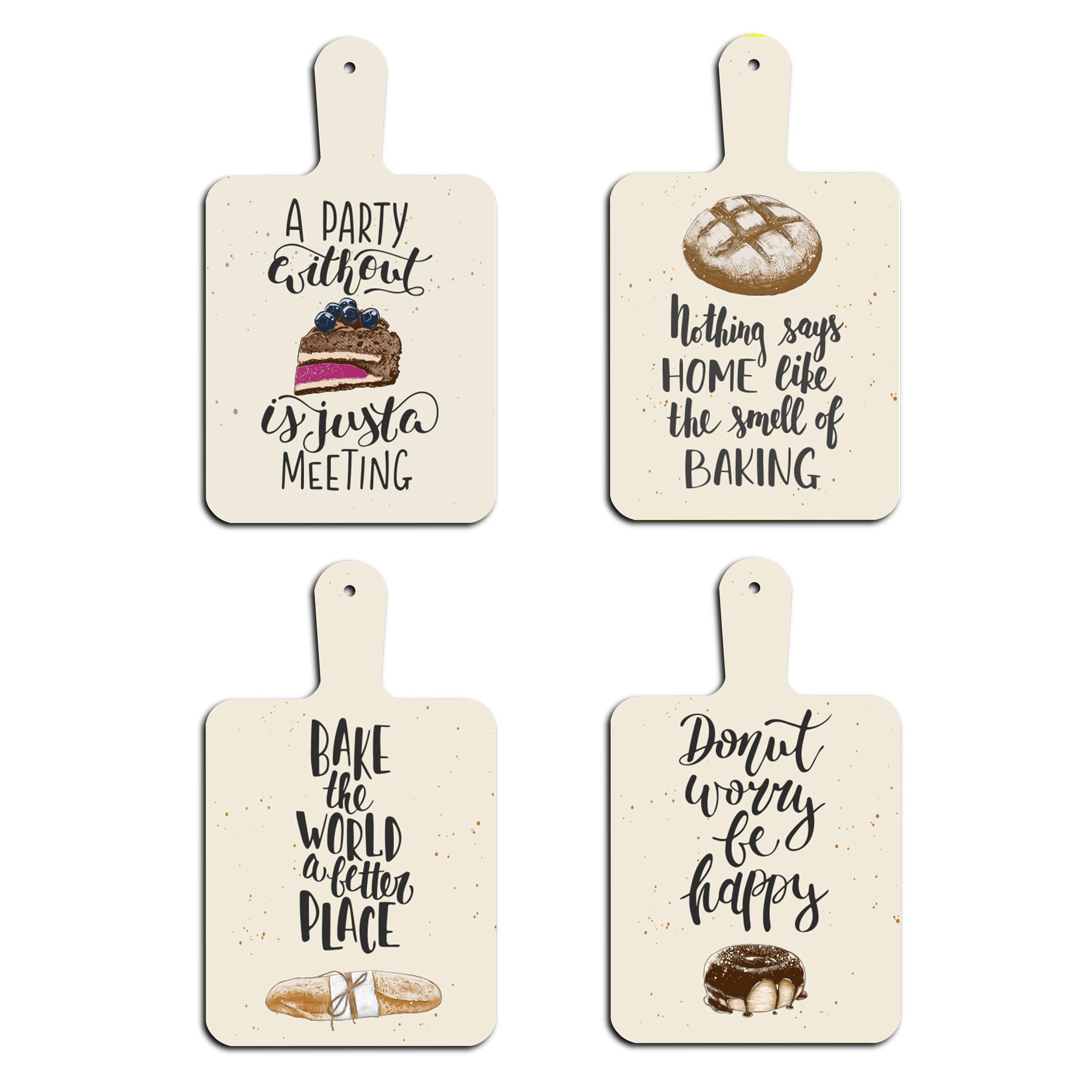 AR Creative Nothing Says Home Like The Smell Of Baking - Kitchen and Restaurant Wall Hanging For Home Decoration, Food Quotes, MDF Wooden Wall Art, Kitchen, Home, Office Decor, Wall Wood Hanger Set of 4 (11 x 18 Inch)-image-48