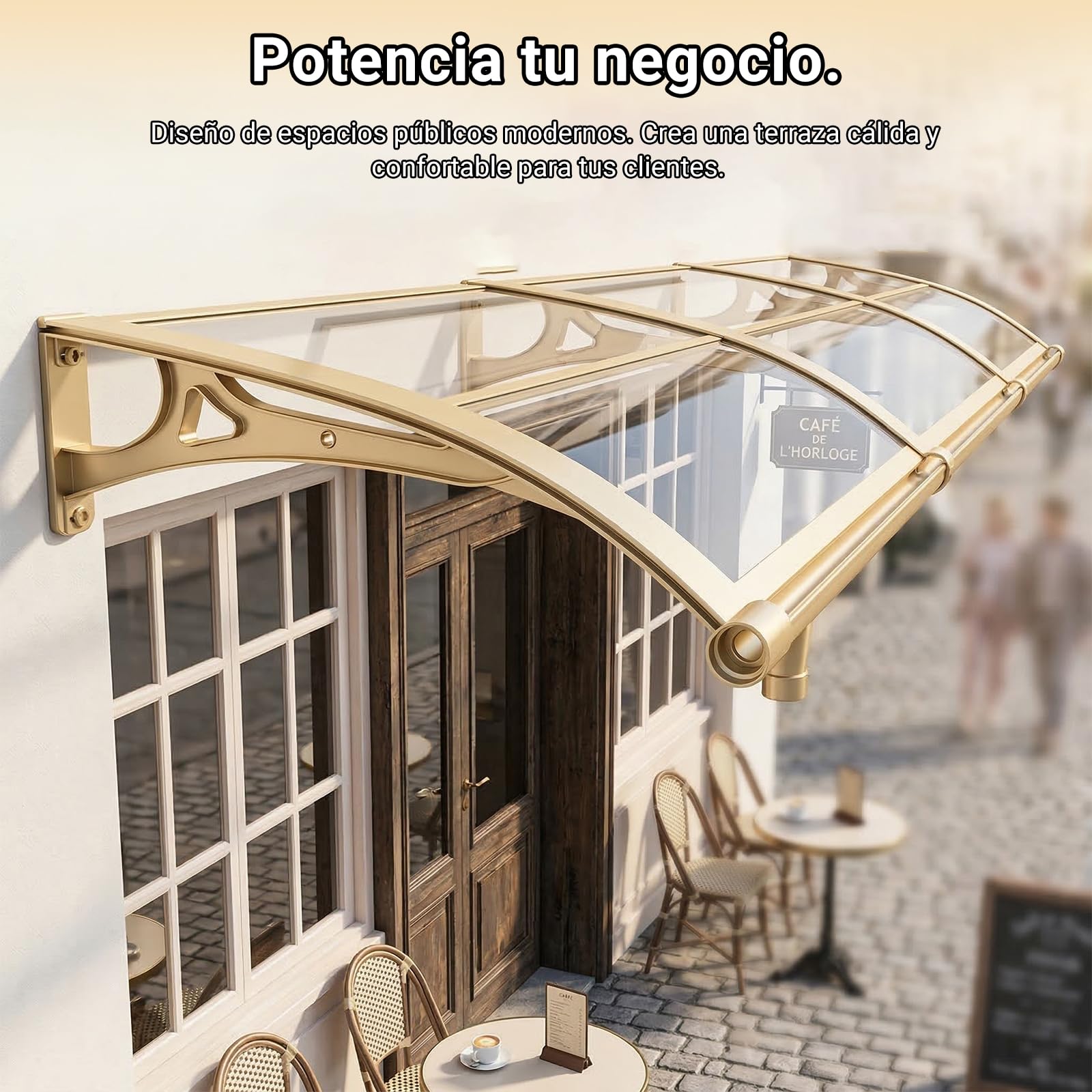 Marquesina para Puerta 60×180cm, Marquesina para Puerta de Entrada, Toldo Exterior de Policarbonato y Aluminio, Protección contra Lluvia, Nieve y Sol, Fácil Instalación