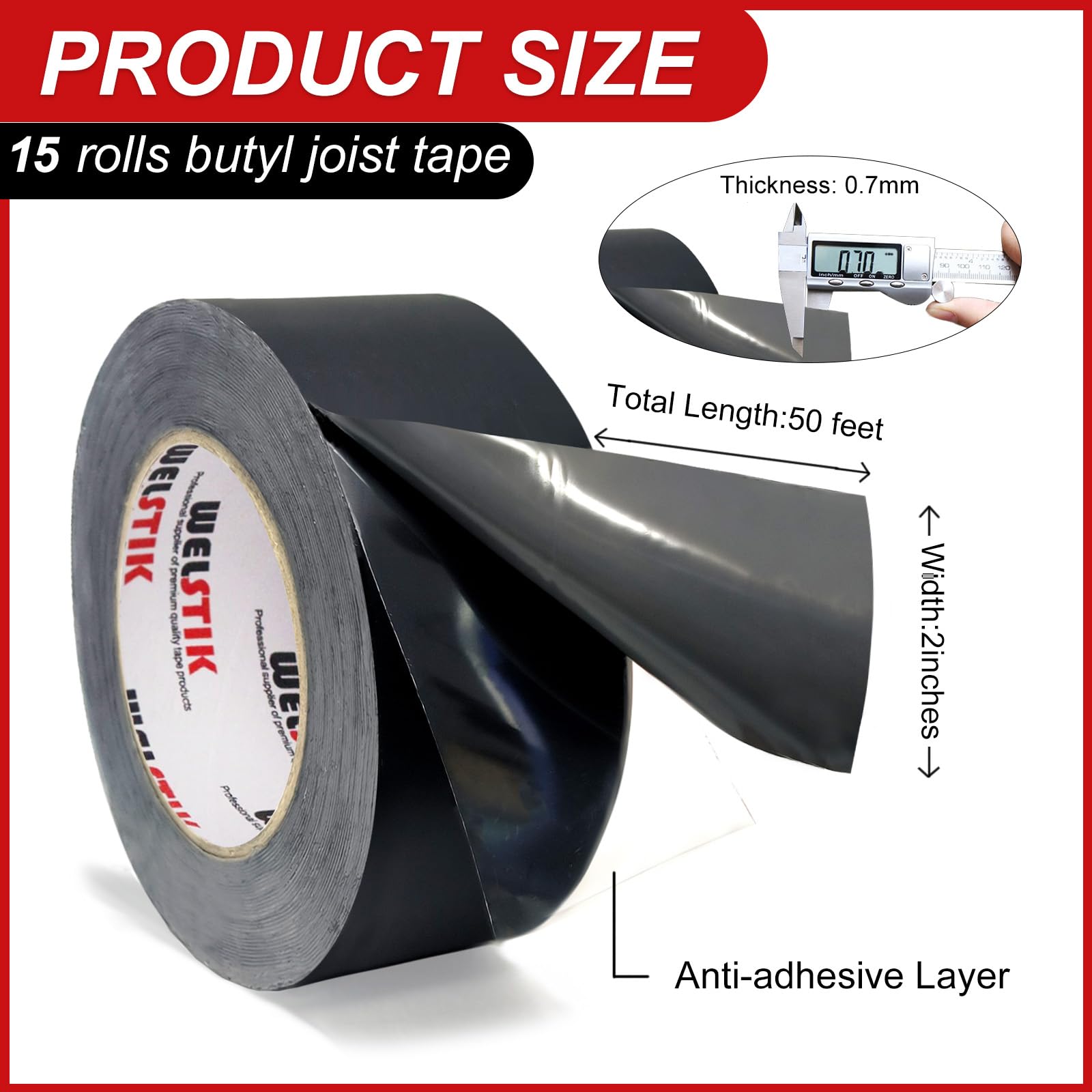 Joist Deck Tape For Decking Butyl Waterproof Self-adhesive Black Tape