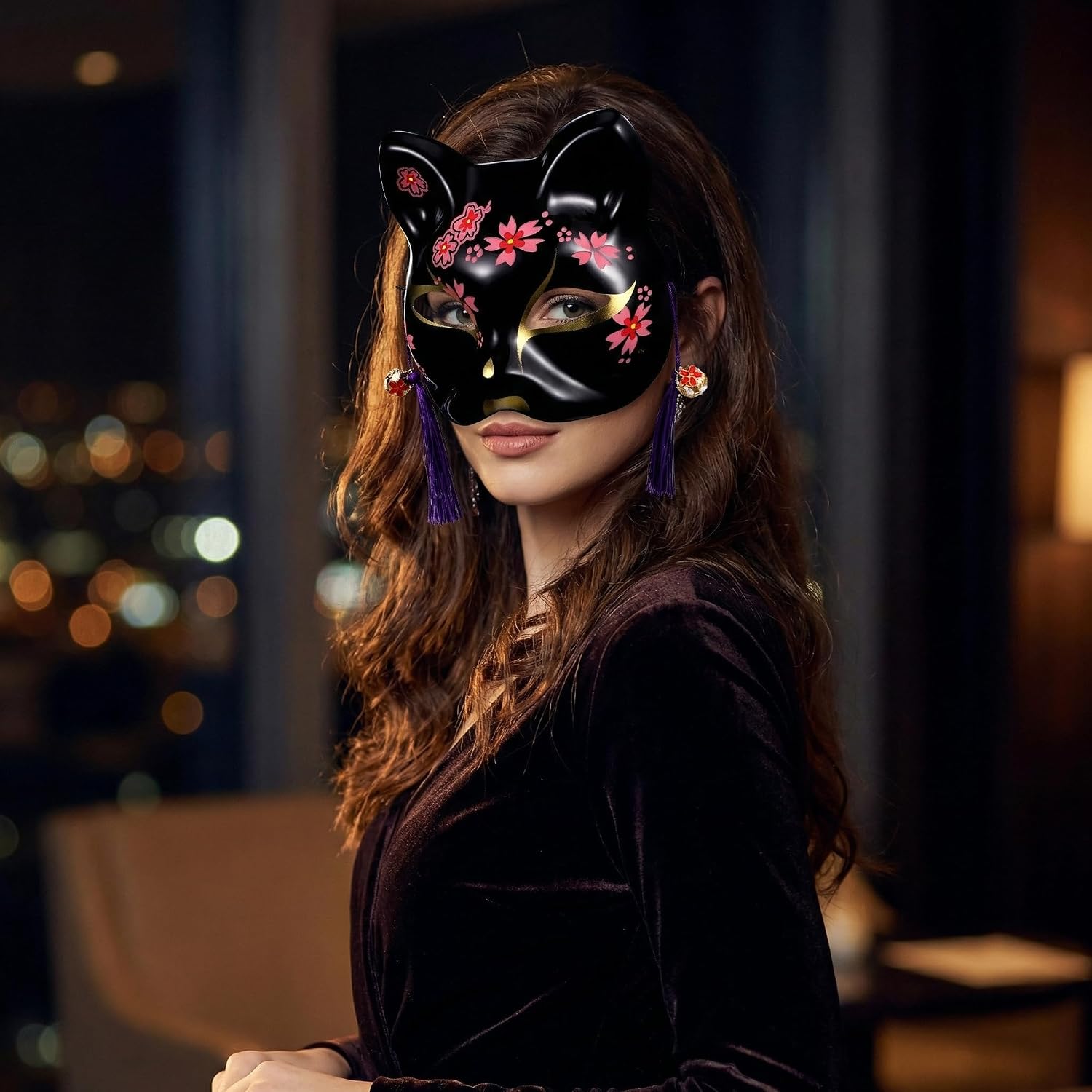 Toyvian 2pcs Cat Mask for Masquerade Party, Animal Theme, Female Adults