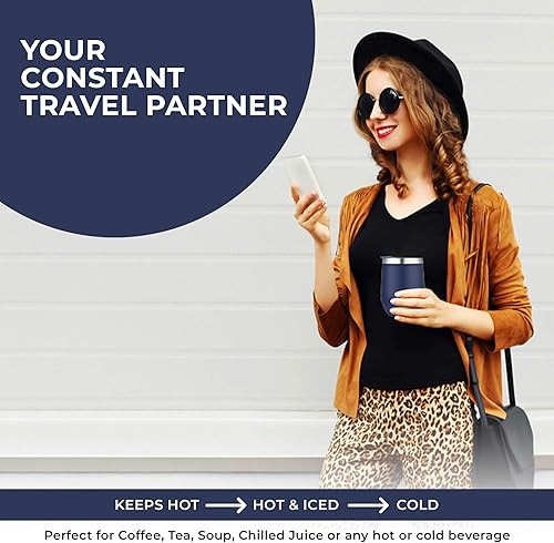 Miniatura 6 de Impecgear Vaso para café, té y bebidas de 12 onzas, 100% libre de BPA 188, vaso de viaje de acero inoxidable, aislamiento de doble pared, taza de