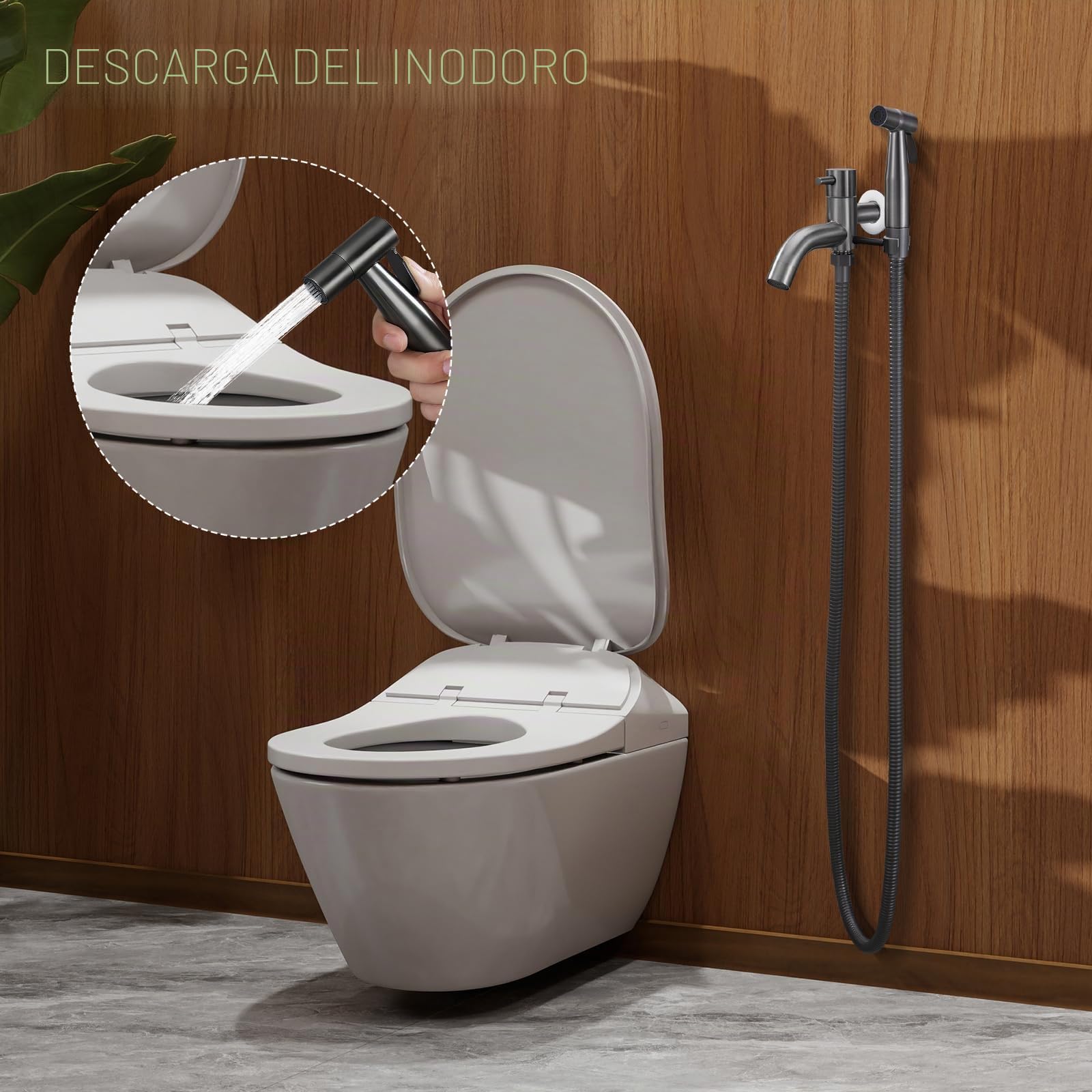Grifo de Fregadero de Agua Fría Montado en la Pared Grifo Pared con Ducha Grifo Bidet para Wc Con Mangueras Telescópicas De 1.5m para Lavado de Inodoros, Higiene Personal, Baño de Mascotas