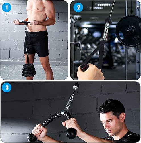 Miniatura 4 de Sistema de polea Outify Gimnasio, LAT máquina desplegable con 2 poleas de cable ajustables para gimnasio, sistema de cable de polea 3 en 1, barra