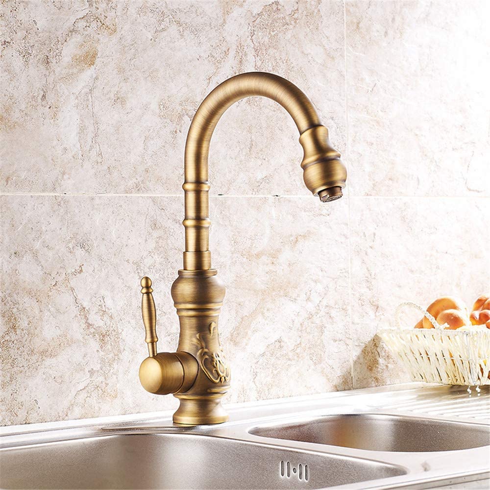 Mitigeur de cuisine rotatif avec aérateur en laiton et commande d'eau chaude froide