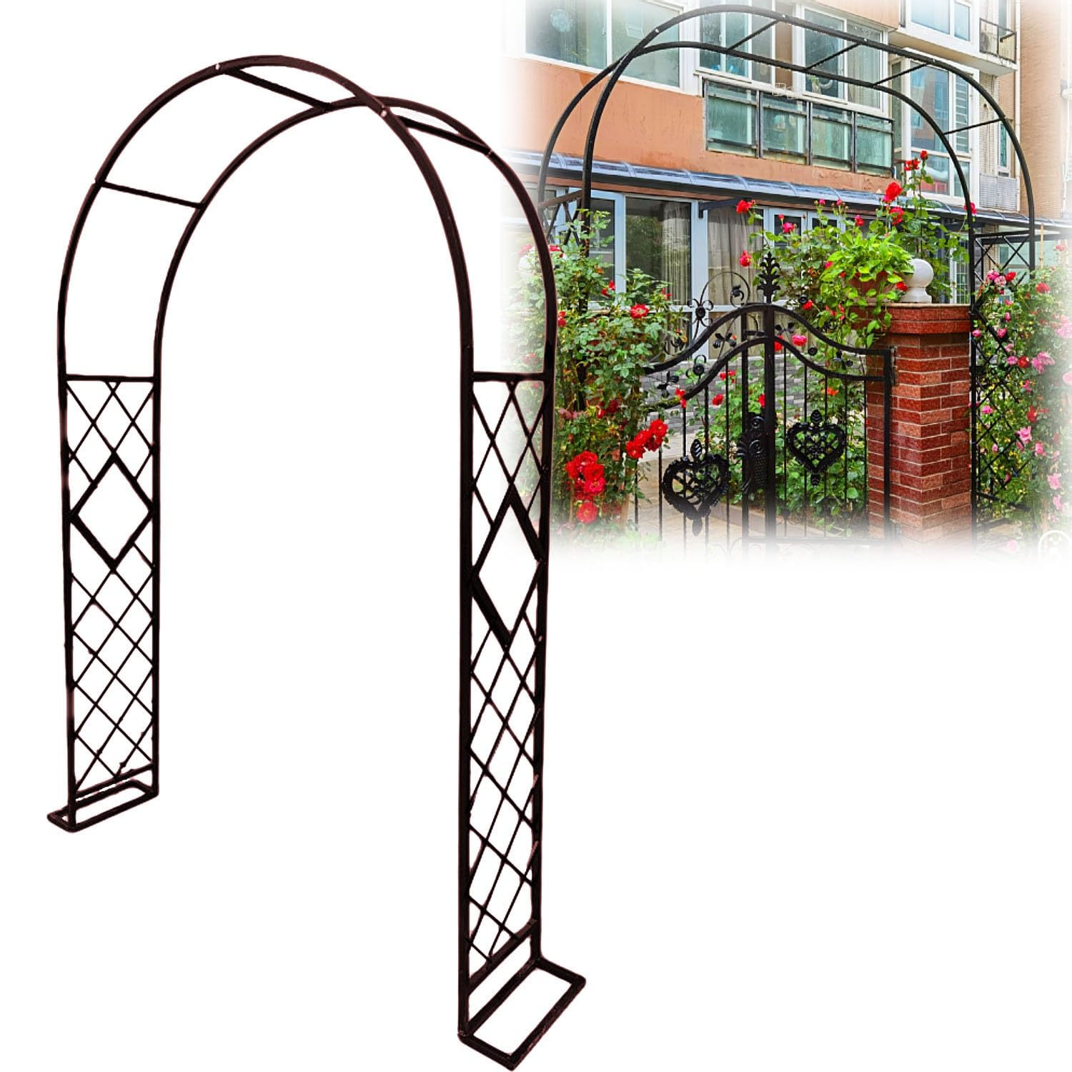 Arco de metal ajustable de 180 cm para decorar bodas y crear senderos con plantas en el jardín
