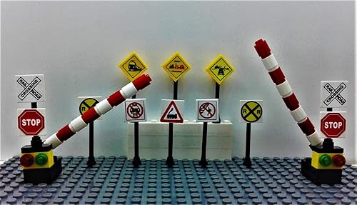 Miniatura 5 de Juguetes de ladrillos de construcción Ferrocarril de tren personalizado 2 Señales de cruce 2 Puertas de cruce 8 suspiros de ferrocarril