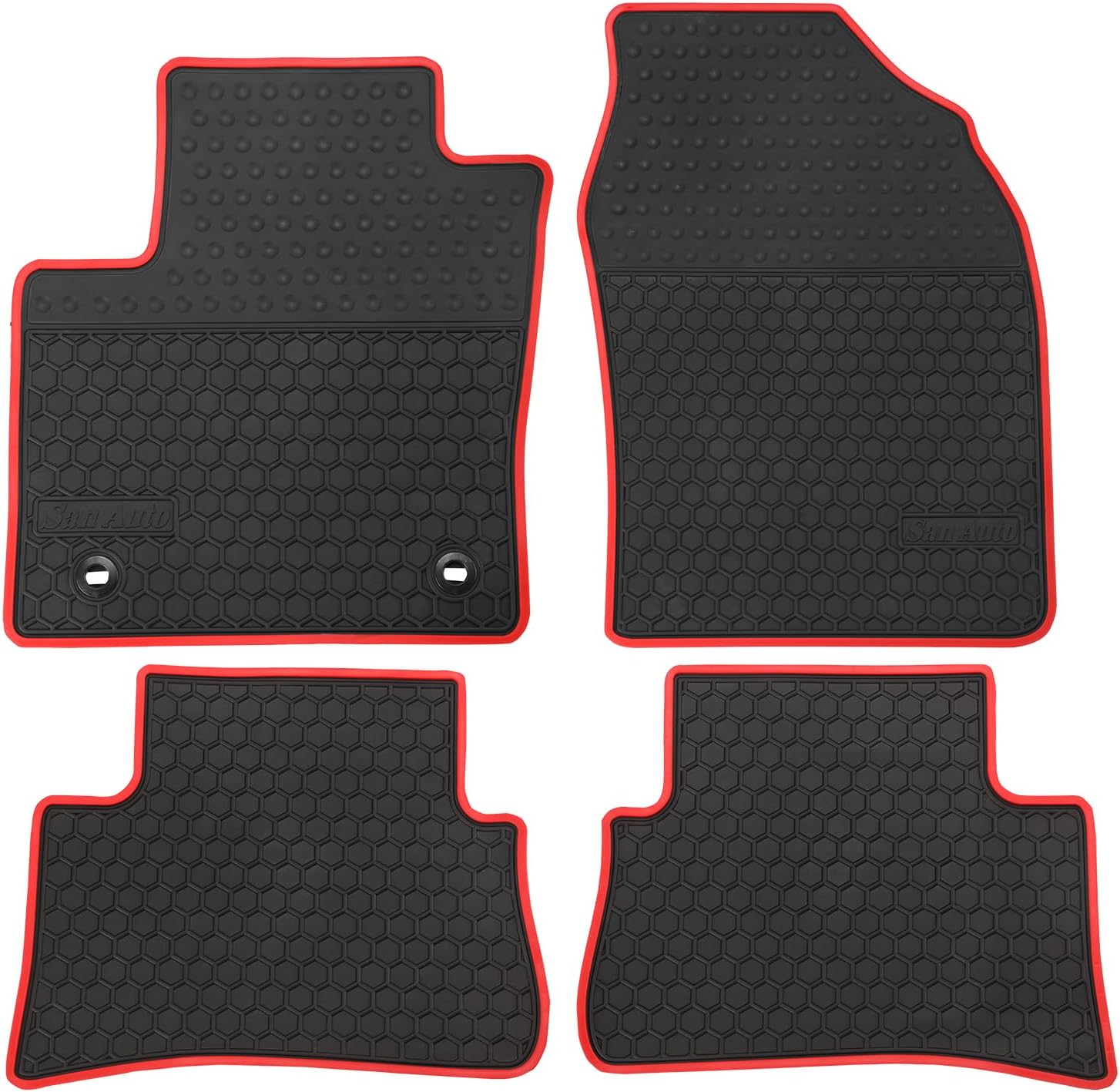 Car Floor Mats Custom Fit for Toyota C-HR 2018 2019 2020 2021 2022 2023 Black Red Rubber Car Floor Liners Set All Weather Protection Heavy Duty Odorless