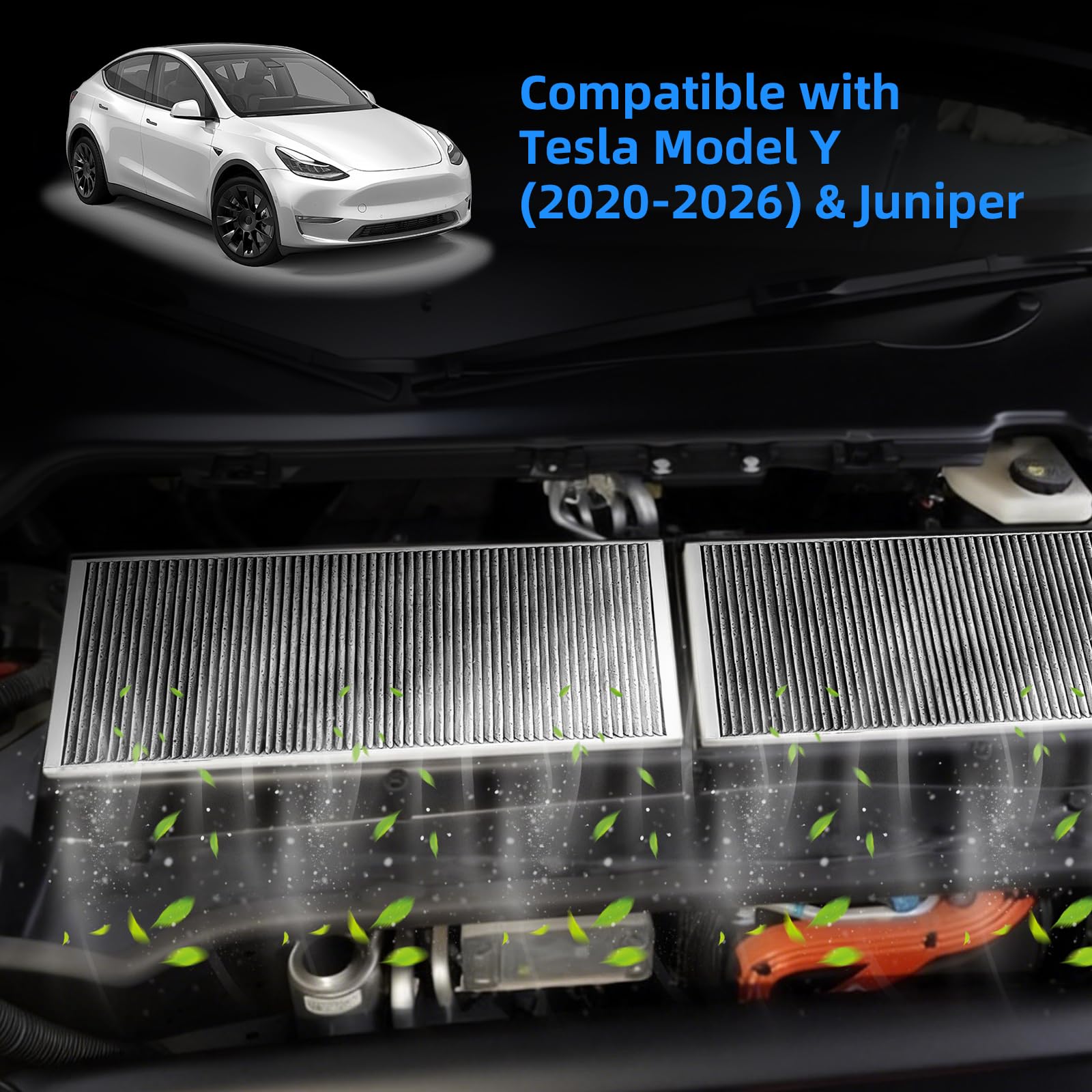 Kit da 4 Filtri Abitacolo HEPA + Carbone Attivo compatibile con Tesla Model Y (2020-2026) & Juniper, Filtri Abitacolo 5 Strati