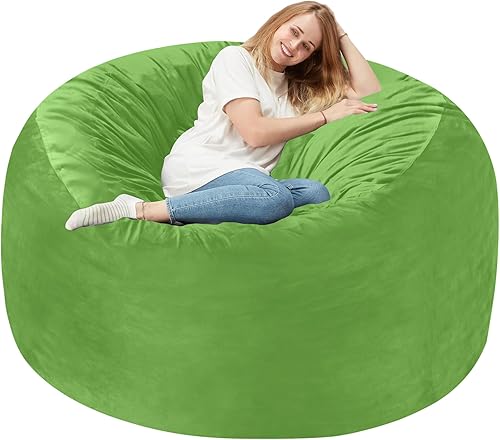 Miniatura 34 de Homguava Sillón tipo puf de 4 pies: Pufs de 4' con espuma viscoelástica rellena, grandes sillones tipo puf, sofá suave con funda de terciopelo Negro