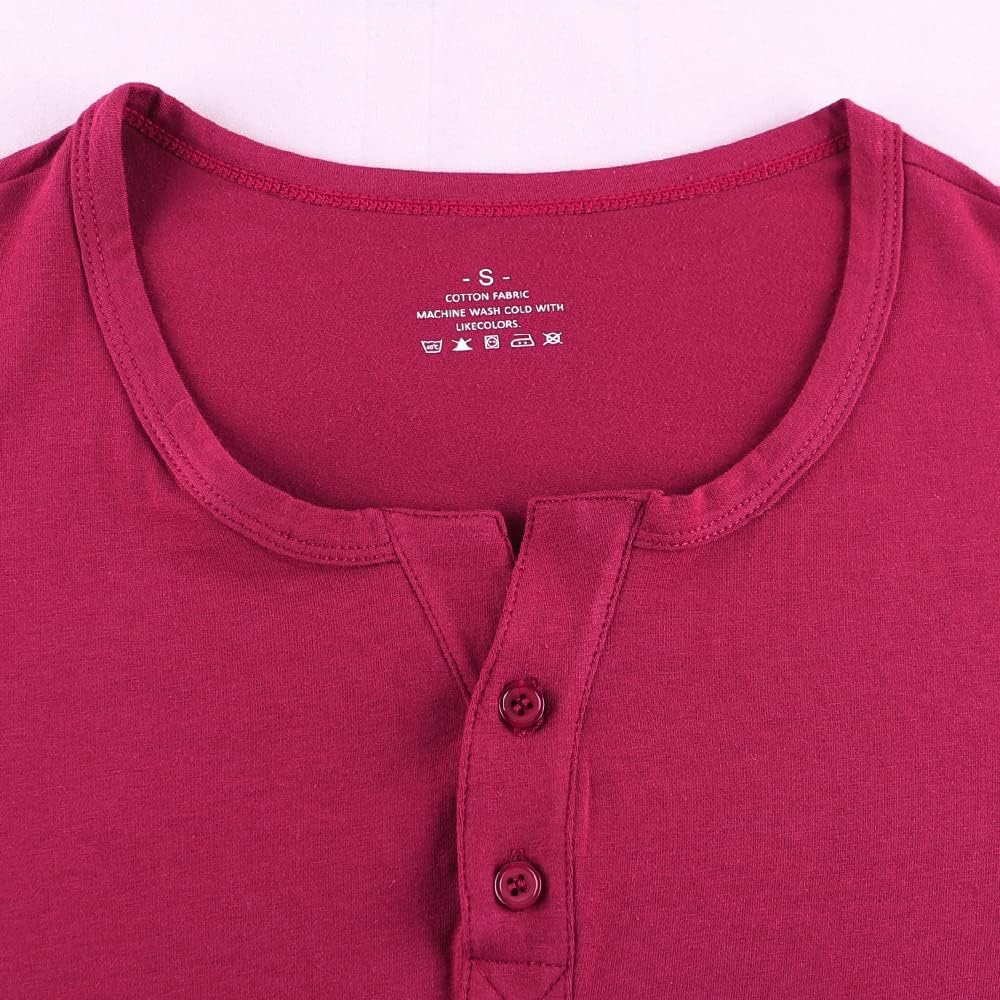 Muscle Alive Mens Summer Casual Short Sleeve Henleys T-Shirt Single Button Placket Plain v Neck Shirts - Image 2