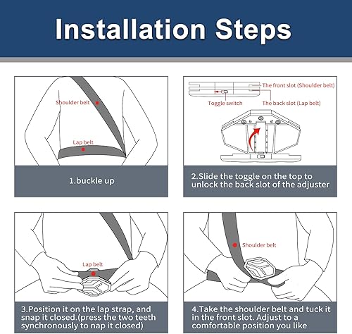 Miniatura 6 de Paquete de 2 clips de cinturón de seguridad de metal para cinturón de seguridad, protector de clip de bloqueo para cinturón de hombro y cuello para