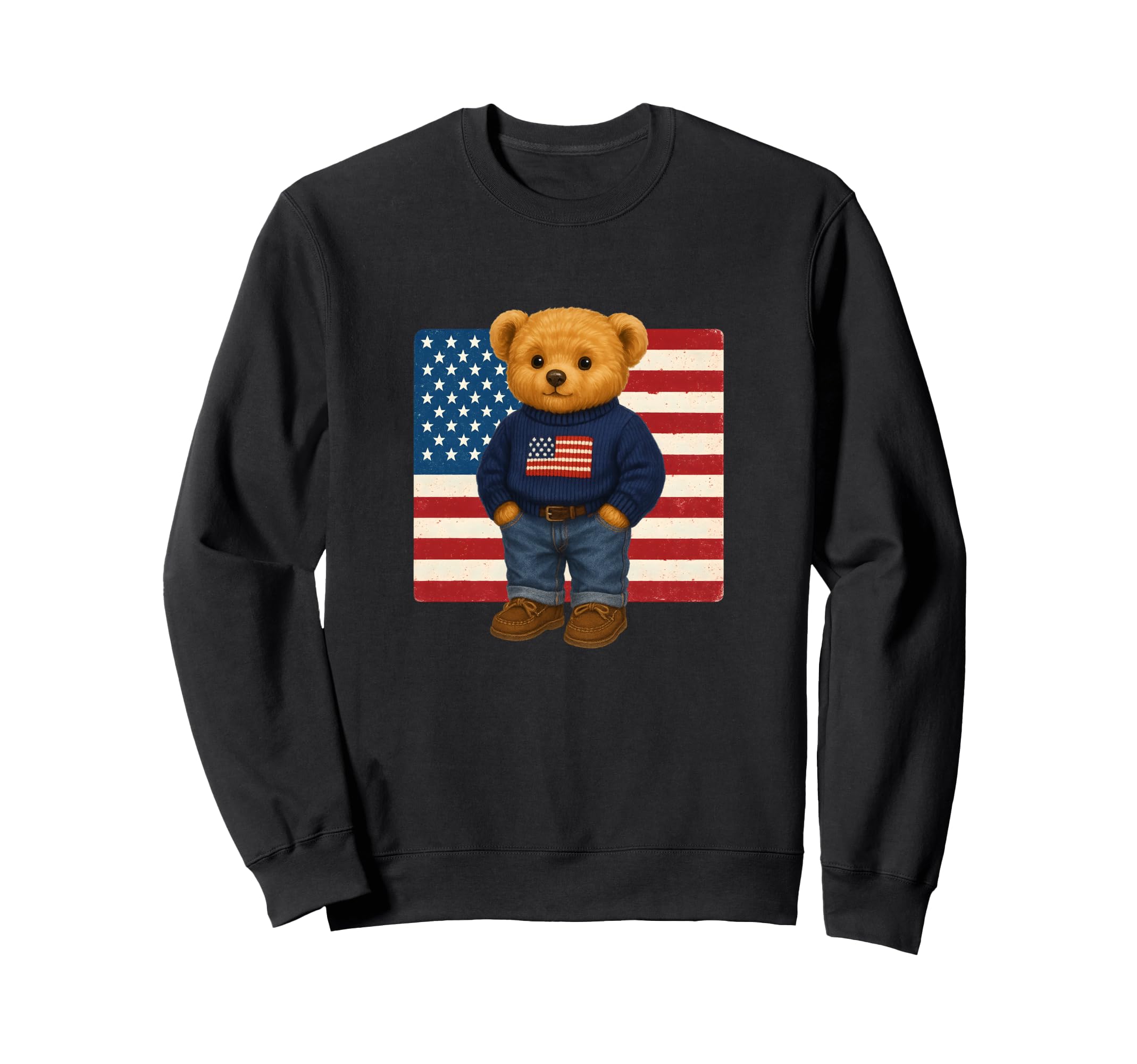 Cool American USA Teddy Bear Illustration Graphic Designs Sweatshirt