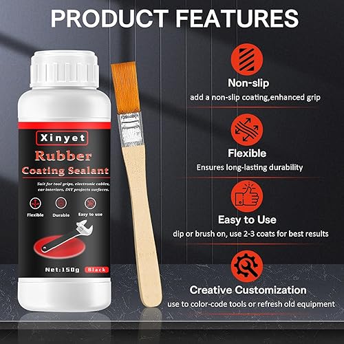 Miniatura 2 de Revestimiento de goma de inmersión para herramientas de 5.1 fl oz, inmersión de goma para herramientas, impermeable, revestimiento protector