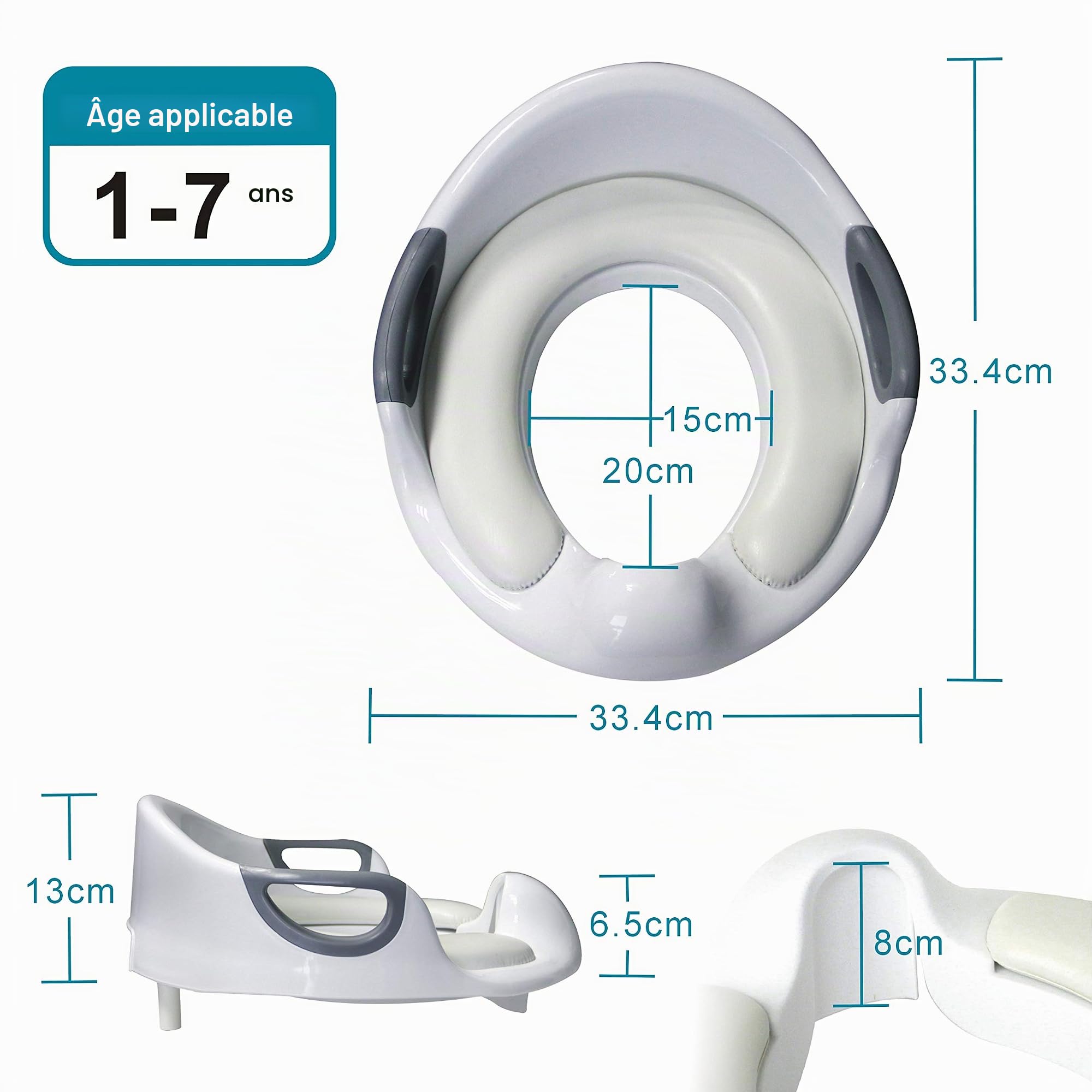 Réducteur de Toilette Rehausseur WC Enfant Siège d'entraînement de Toilette Pot Taille Bébé Anneau de toilette pour Enfant (Blanc)