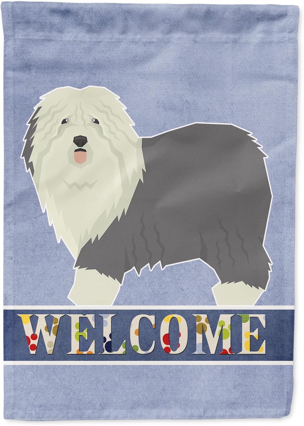 Caroline's Treasures CK3611GF Old English Sheepdog Welcome Garden Flag Mailbox Flag Decorative Yard Flag Banner Outside Patio Artwork Yard Flower Beds, Garden Size, Multicolor