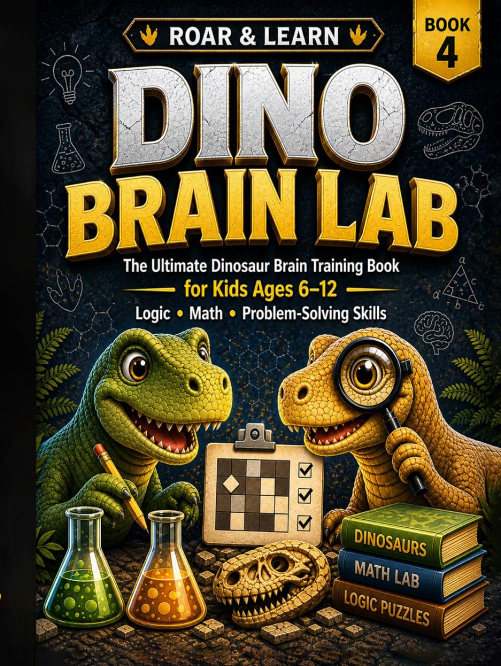 ROAR & LEARN: DINO BRAIN LAB: The Ultimate Dinosaur Math, Logic & Problem-Solving Adventure for Kids Ages 6-12. (ROAR & LEARN DINO SERIES)