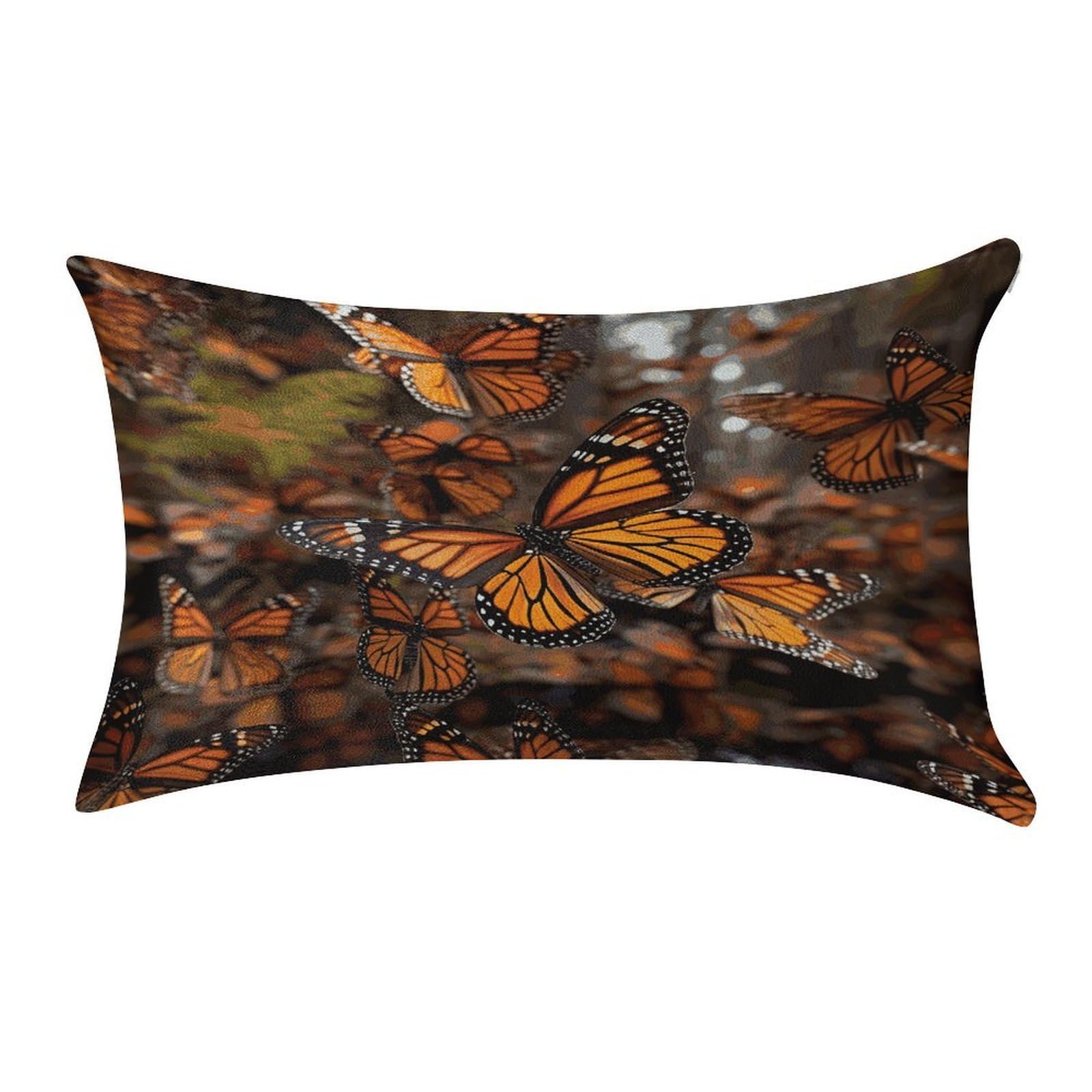 MUSM Monarch Butterflies Pillow Case 12"X20" Luxury Velvet Throw Pillow Cover Fade Resistant Cozy Soft Pillowcases Pillow Protector Pillow Shams Lumbar Pillow Shells for Home&Gifts