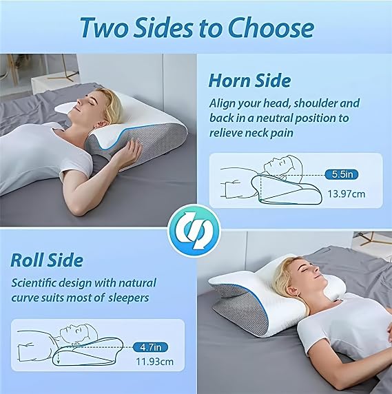 Orthopaedic Cervical Pillow-Ergonomic Side Sleeper Pillow, Memory Foam Neck Support Pillow for Neck Shoulder Pain Sleeping - Contour Bed Pillow with Washable Pillowcase (Grey,Pillowcase)