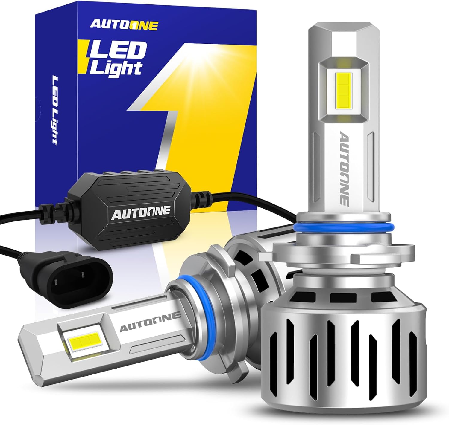 AUTOONE 𝐁𝐫𝐢𝐠𝐡𝐭𝐞𝐬𝐭-𝐆𝐞𝐧 9005/HB3 LED Bulbs, 66,000LM 12X Ultra-Brighter, 6500K Cool White, 1:1 Halogen Size Driving Light Accessory Fog Lights, Plug-N-Play, IP68 Waterproof, Pack of 2