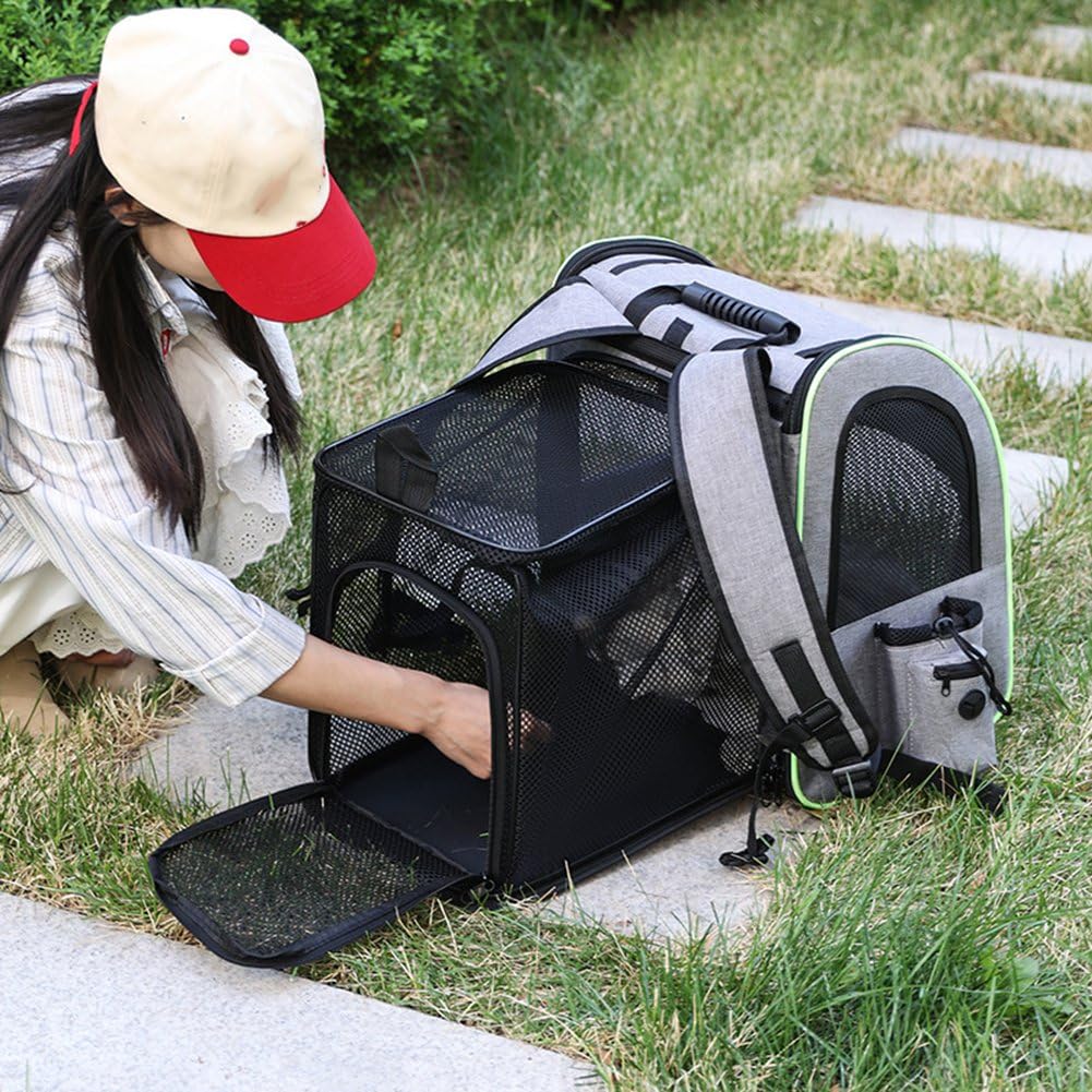 Mochila Transportadora para Gatos, Mochila para Gatos, Bolsa de Transporte para Viajes, Senderismo y Camping, Gris.