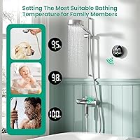 Vista 3 de Longriver MX08 Monitor de temperatura de ducha inalámbrico, termómetro de ducha para cabezales y sistemas Sensor hidroalimentado, pantalla