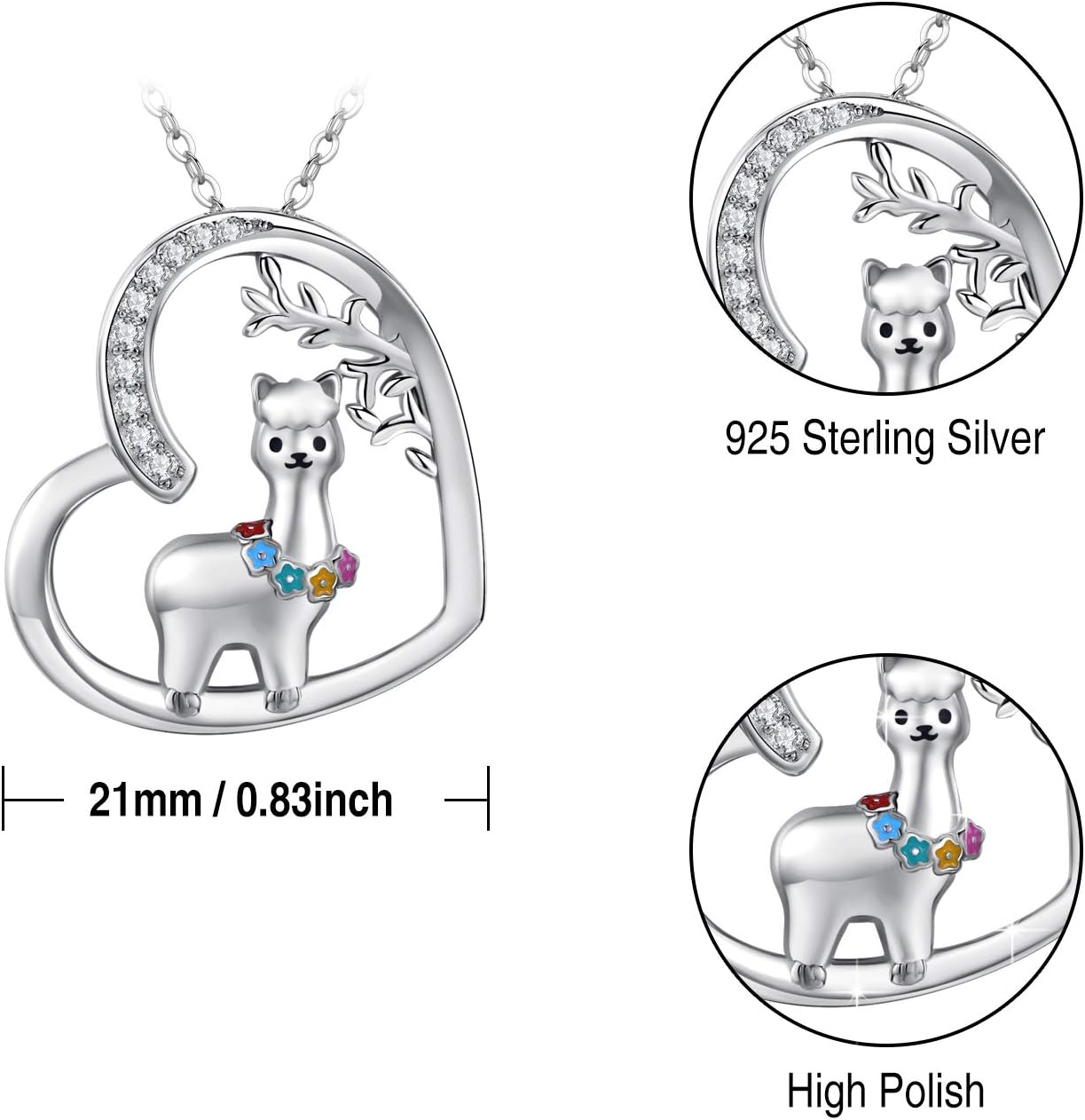 JUSTKIDSTOY Llama Necklace Jewelry Sterling Silver Cute Animal Alpaca Pendant Necklace Birthday Gifts for Women - Image 7