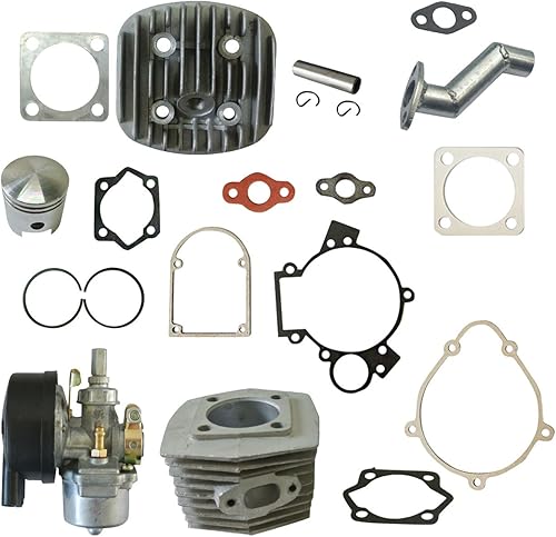 Kit de pistón de culata de 1.850 in (1.85 pulgadas) con carburador para motor de bicicleta motorizado de 66cc 80cc 2 tiempos